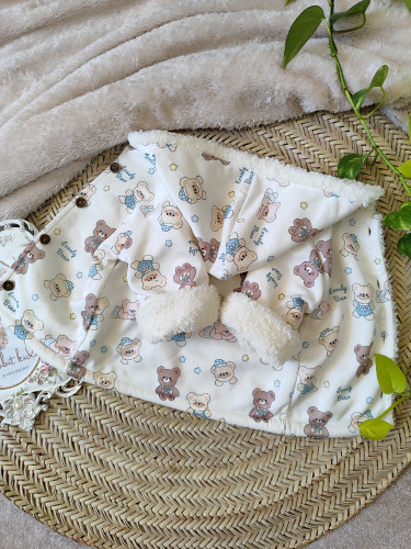 کاپشن بچگانه کاپشن تو خزدار طرح تدی مناسب ۹ ماه تا ۳ سال