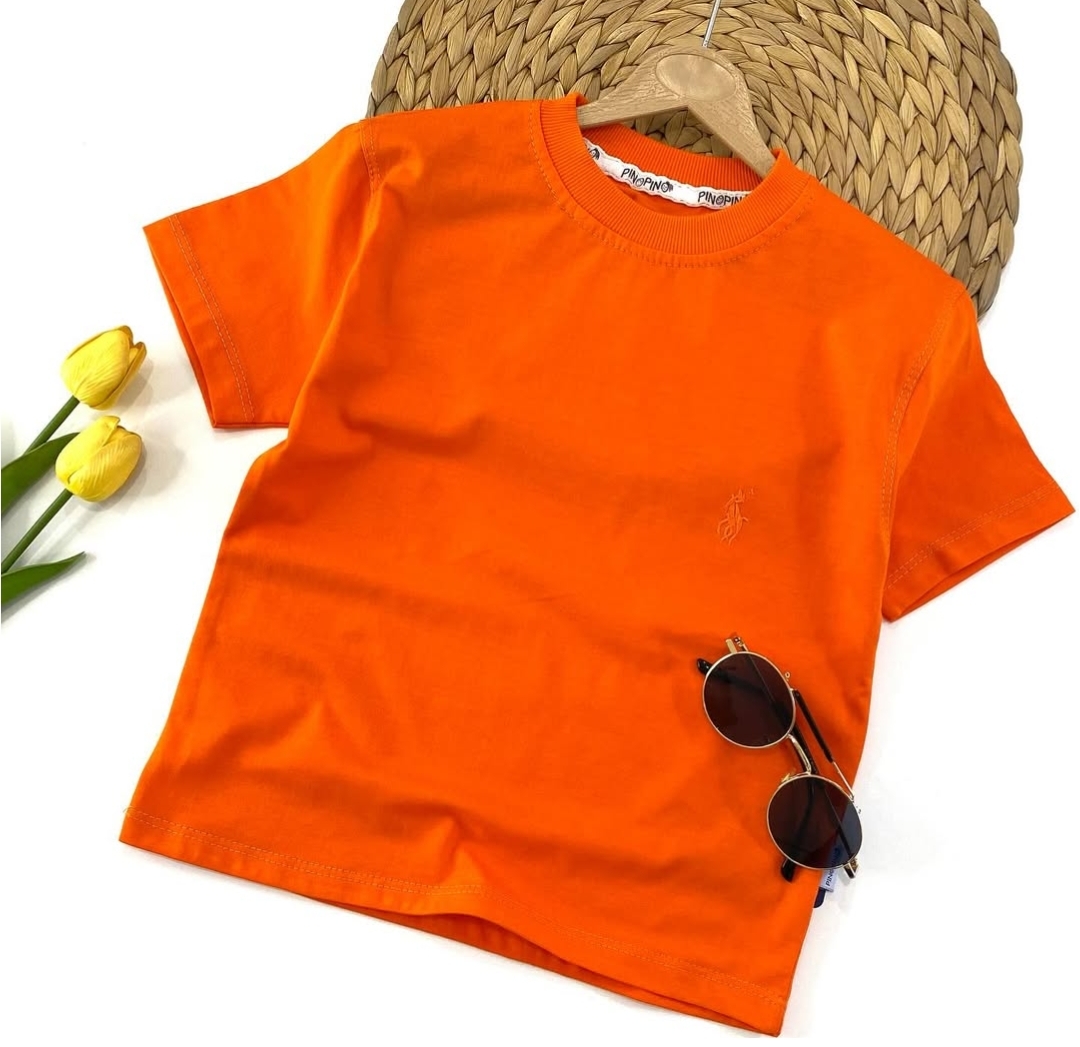 تیشرت تک رنگ پولو رنگ نارنجی