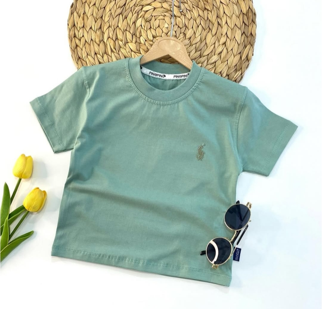 تیشرت تک رنگ پولو رنگ دریایی