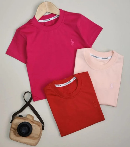 تیشرت تک رنگ پولو رنگ سرخابی