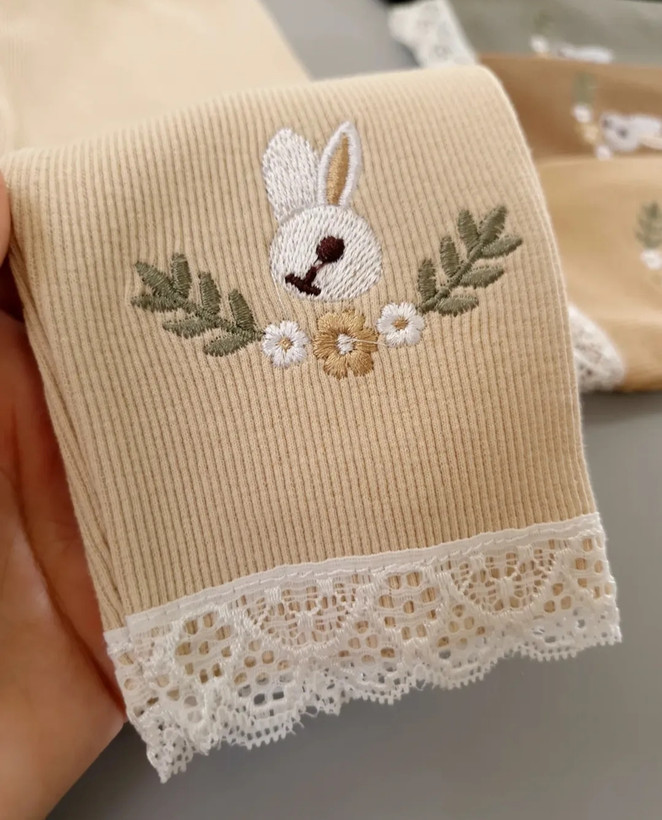 لگ ساپورت دخترانه دمپا تور و گلدوزی خرگوش
